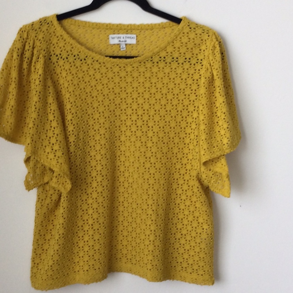 Madewell L top w/ flutter sleeves